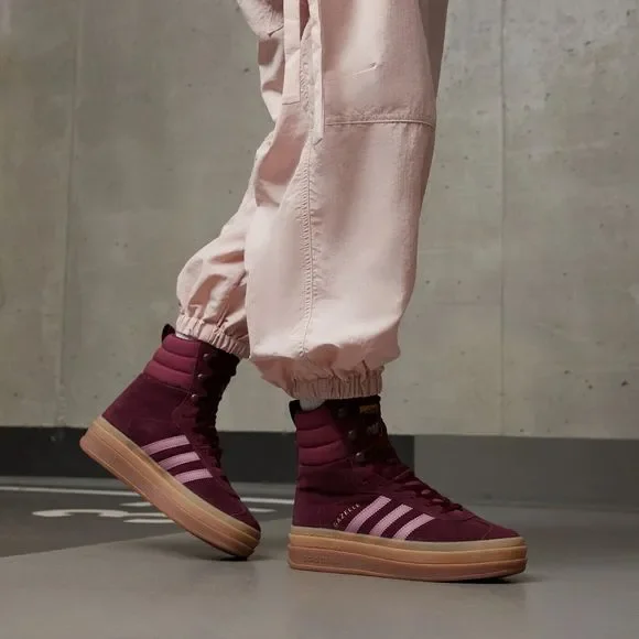 Adidas Gazelle High Boots Maroon Gum Women's Athletic Shoes ID6882